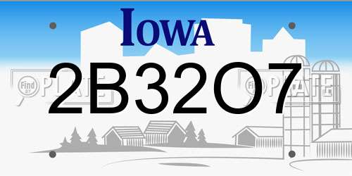 2B32O7 Iowa License Plate