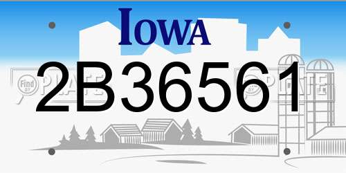 2B36561 Iowa License Plate