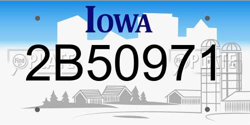 2B50971 Iowa License Plate