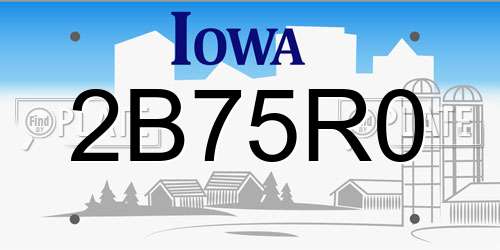 2B75R0 Iowa License Plate