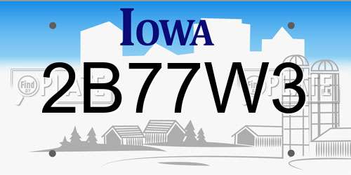 2B77W3 Iowa License Plate