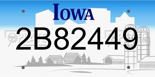 2B82449 Iowa License Plate
