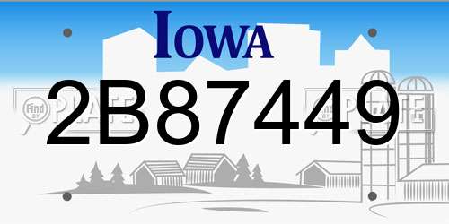 2B87449 Iowa License Plate