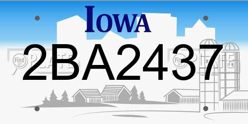 2BA2437 Iowa License Plate