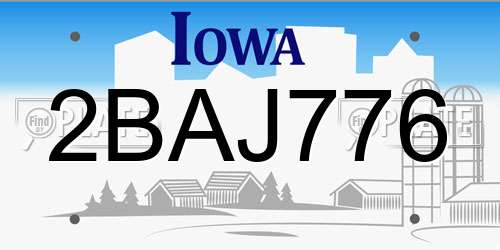 2BAJ776 Iowa License Plate
