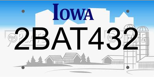2BAT432 Iowa License Plate
