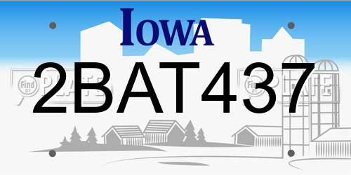 2BAT437 Iowa License Plate