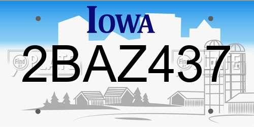 2BAZ437 Iowa License Plate