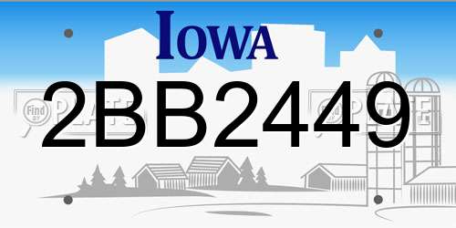 2BB2449 Iowa License Plate