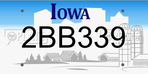 2BB339 Iowa License Plate
