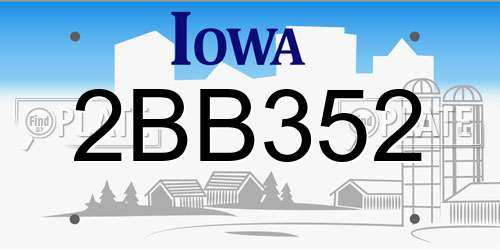 2BB352 Iowa License Plate