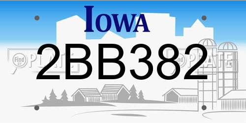 2BB382 Iowa License Plate