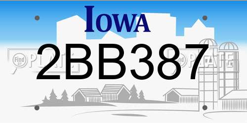 2BB387 Iowa License Plate