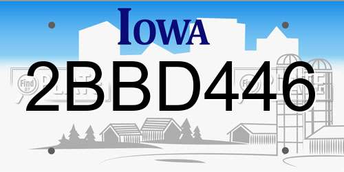2BBD446 Iowa License Plate