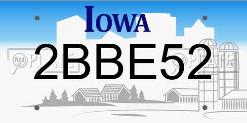 2BBE52 Iowa License Plate