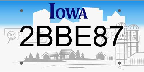 2BBE87 Iowa License Plate