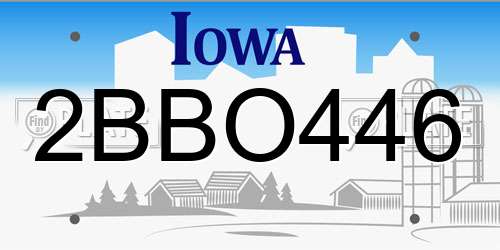 2BBO446 Iowa License Plate