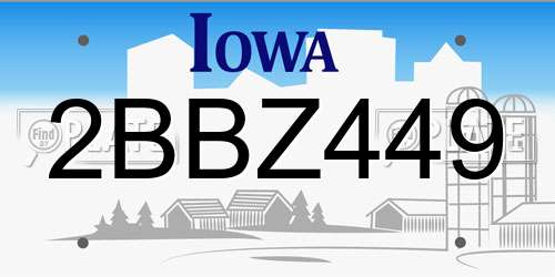 2BBZ449 Iowa License Plate