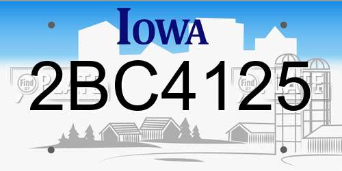 2BC4125 Iowa License Plate
