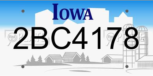 2BC4178 Iowa License Plate