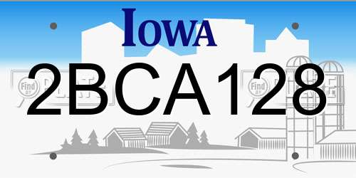 2BCA128 Iowa License Plate