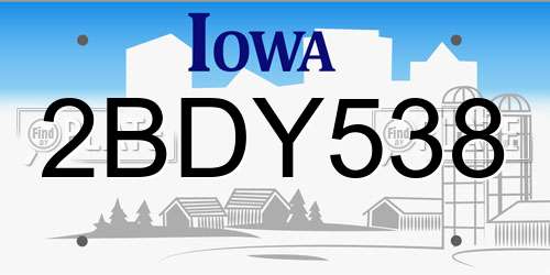 2BDY538 Iowa License Plate