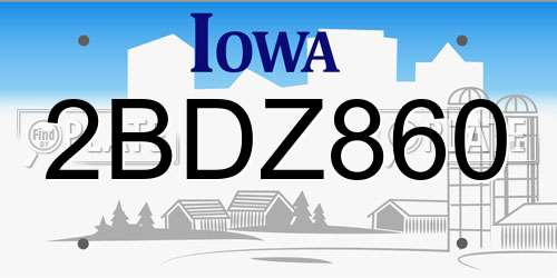 2BDZ860 Iowa License Plate