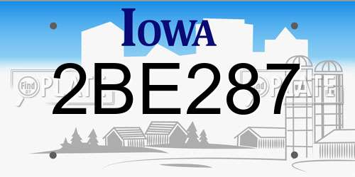 2BE287 Iowa License Plate