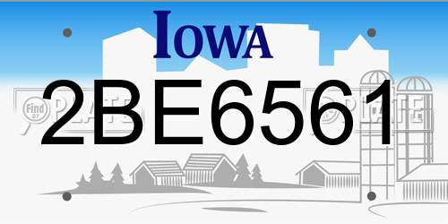 2BE6561 Iowa License Plate