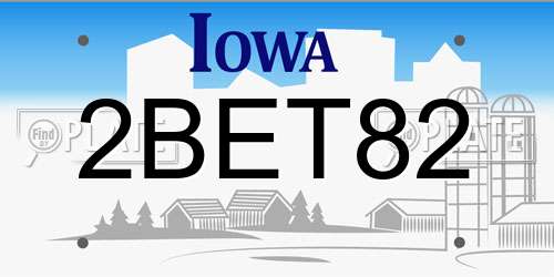 2BET82 Iowa License Plate