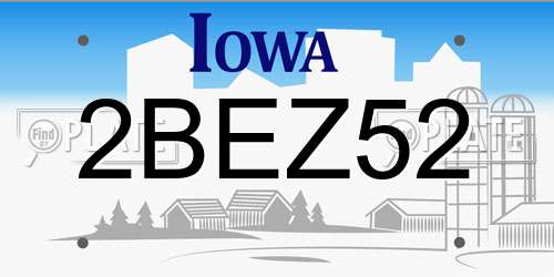 2BEZ52 Iowa License Plate