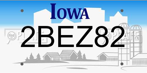 2BEZ82 Iowa License Plate