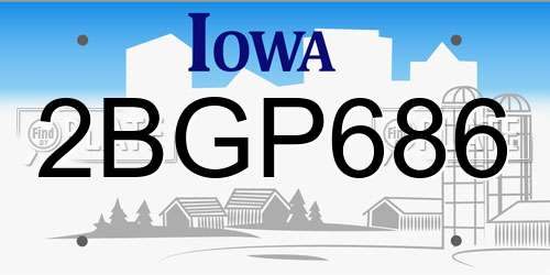 2BGP686 Iowa License Plate
