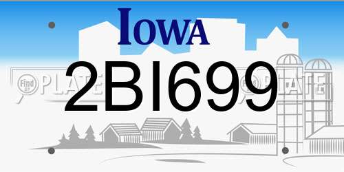 2BI699 Iowa License Plate