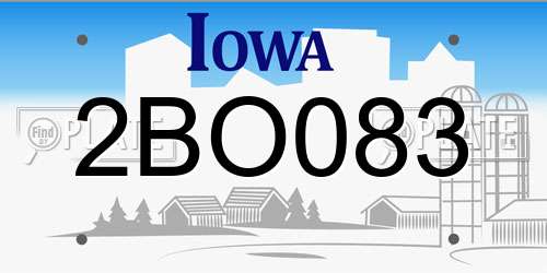 2BO083 Iowa License Plate