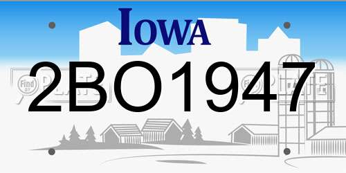 2BO1947 Iowa License Plate