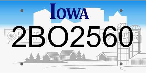 2BO2560 Iowa License Plate