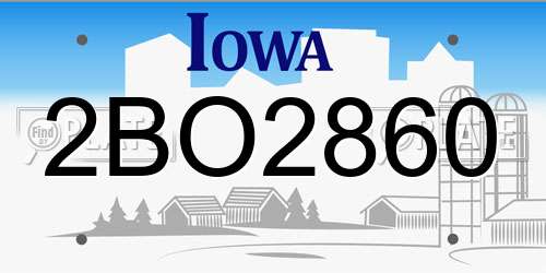 2BO2860 Iowa License Plate