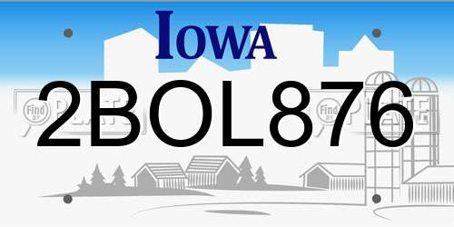 2BOL876 Iowa License Plate