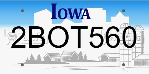 2BOT560 Iowa License Plate