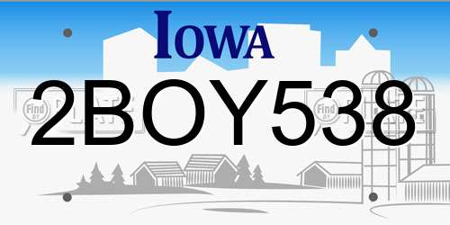 2BOY538 Iowa License Plate