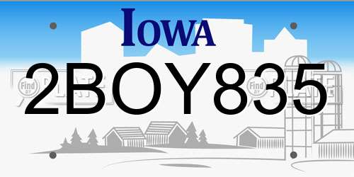 2BOY835 Iowa License Plate