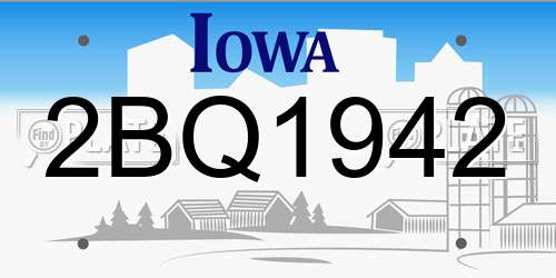 2BQ1942 Iowa License Plate