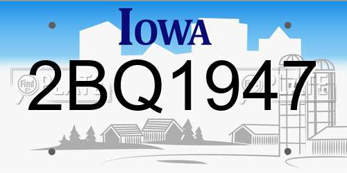 2BQ1947 Iowa License Plate