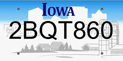 2BQT860 Iowa License Plate