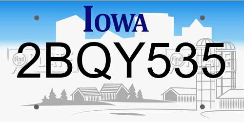2BQY535 Iowa License Plate