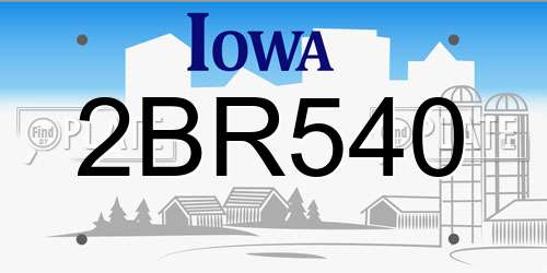 2BR540 Iowa License Plate