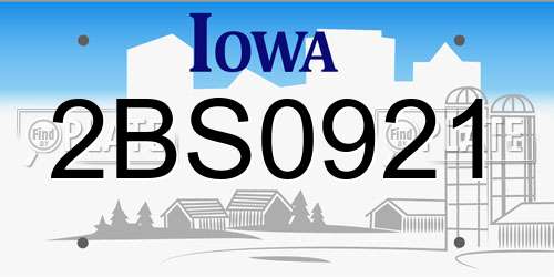 2BS0921 Iowa License Plate