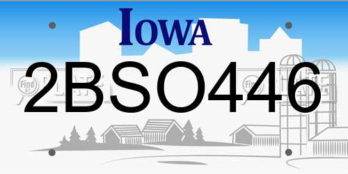 2BSO446 Iowa License Plate