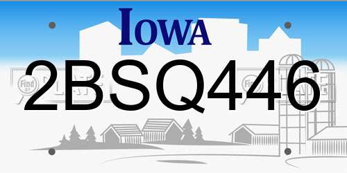 2BSQ446 Iowa License Plate